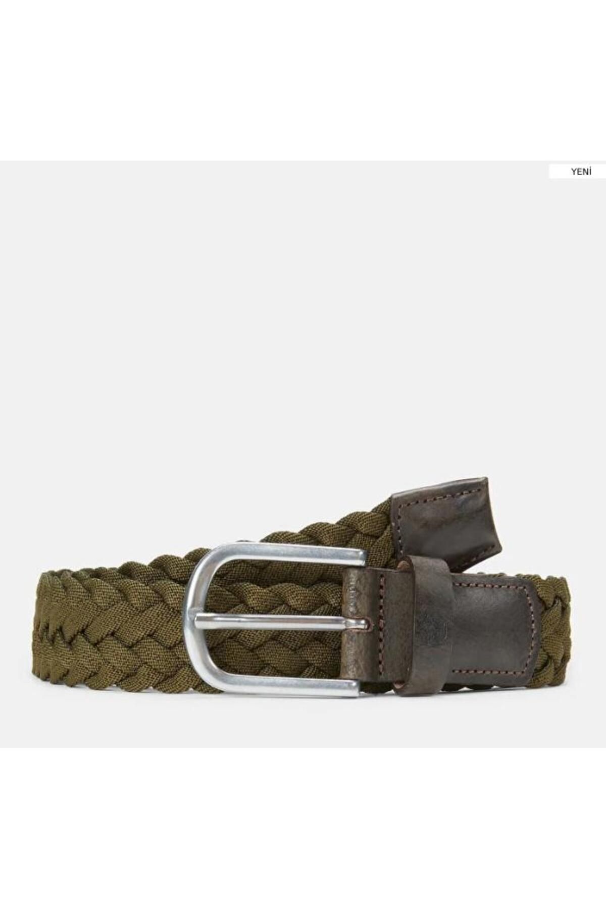 Timberland 35mm braided belt with leather details