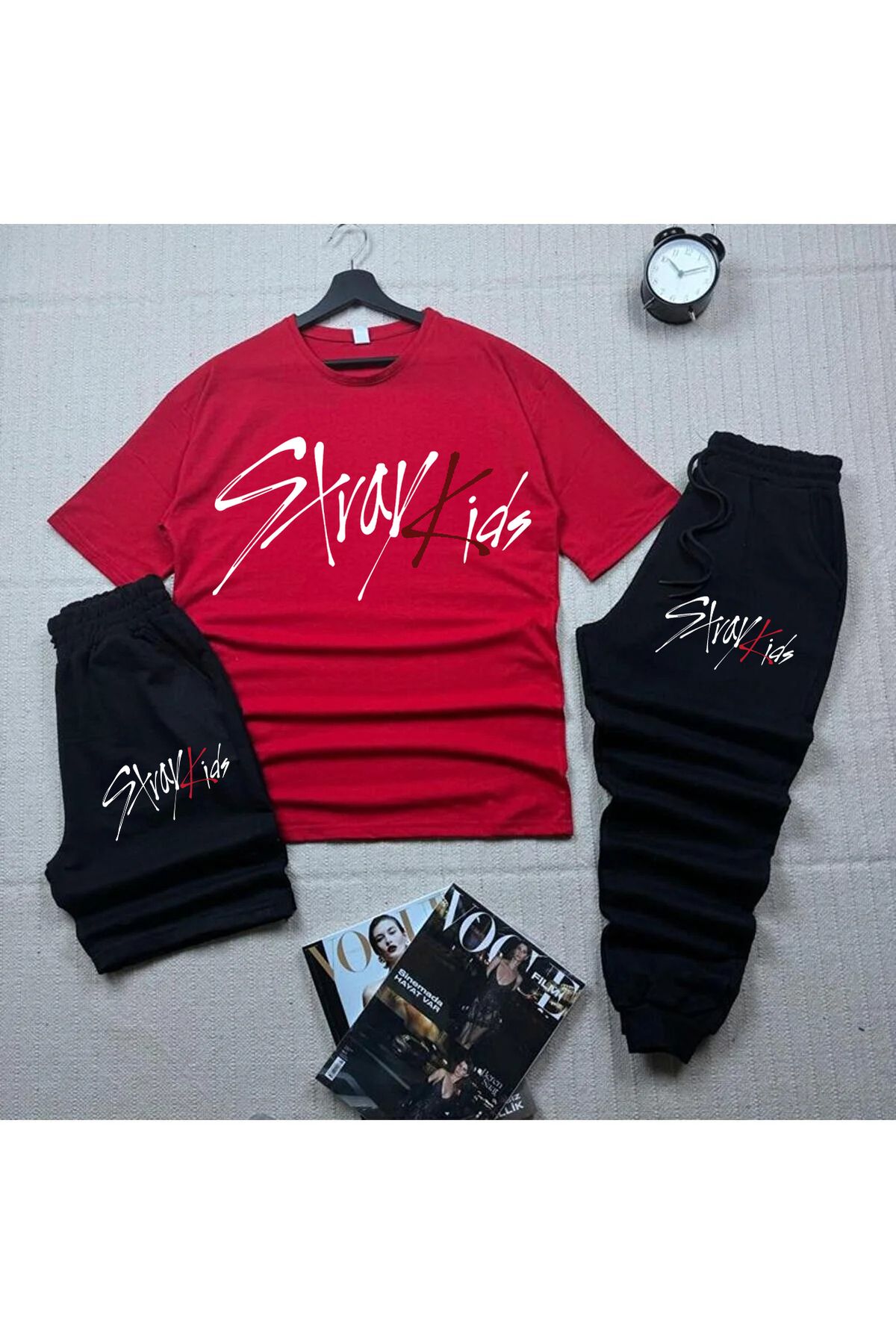 Pisa Art Stray Kids Maniac T-shirt + Eşofman Altı + Şort Takım 3"LÜ Takım