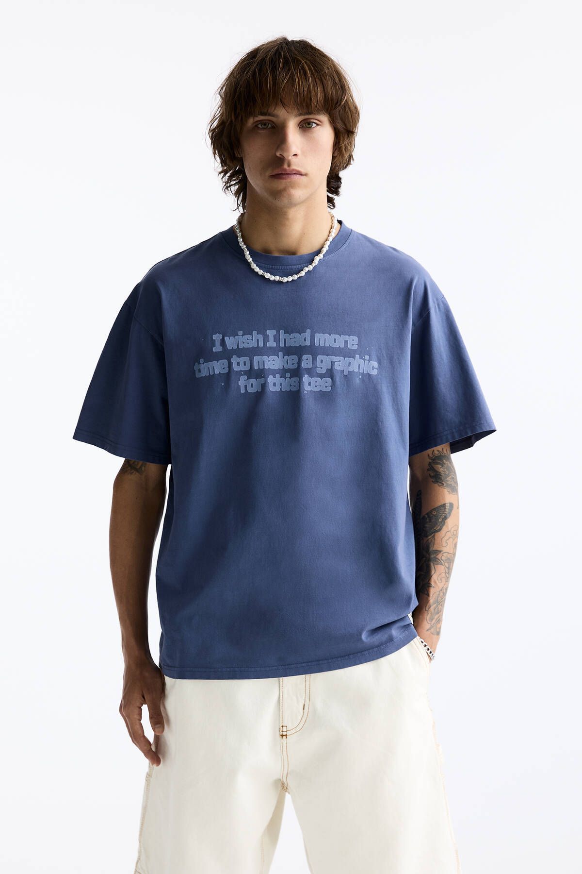 Pull & Bear Soluk efektli STWD sloganlı t-shirt