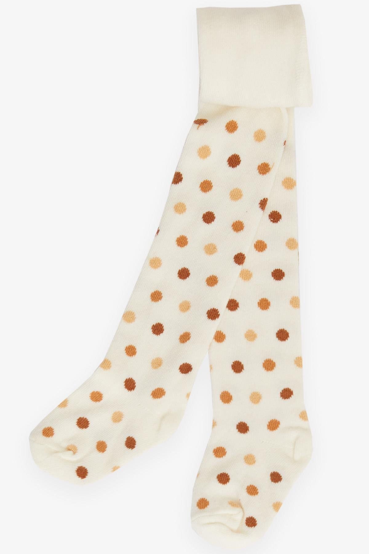 Katamino Artı Kız Bebek Külotlu Çorap Renkli Puantiye Desenli 0-18 Ay, Ekru