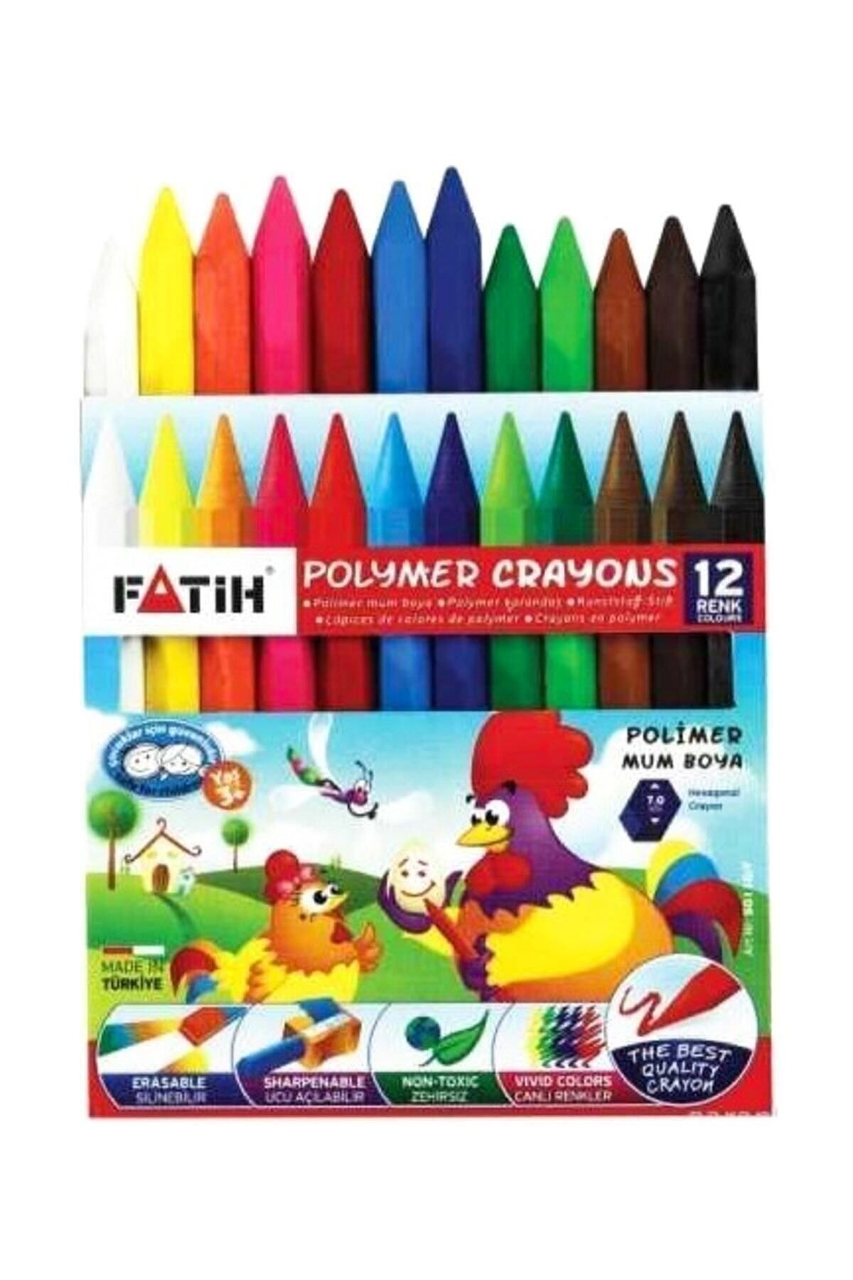Fatih Mum Pastel Boya Polymer Crayons Kısa 12 Renk 50110/f