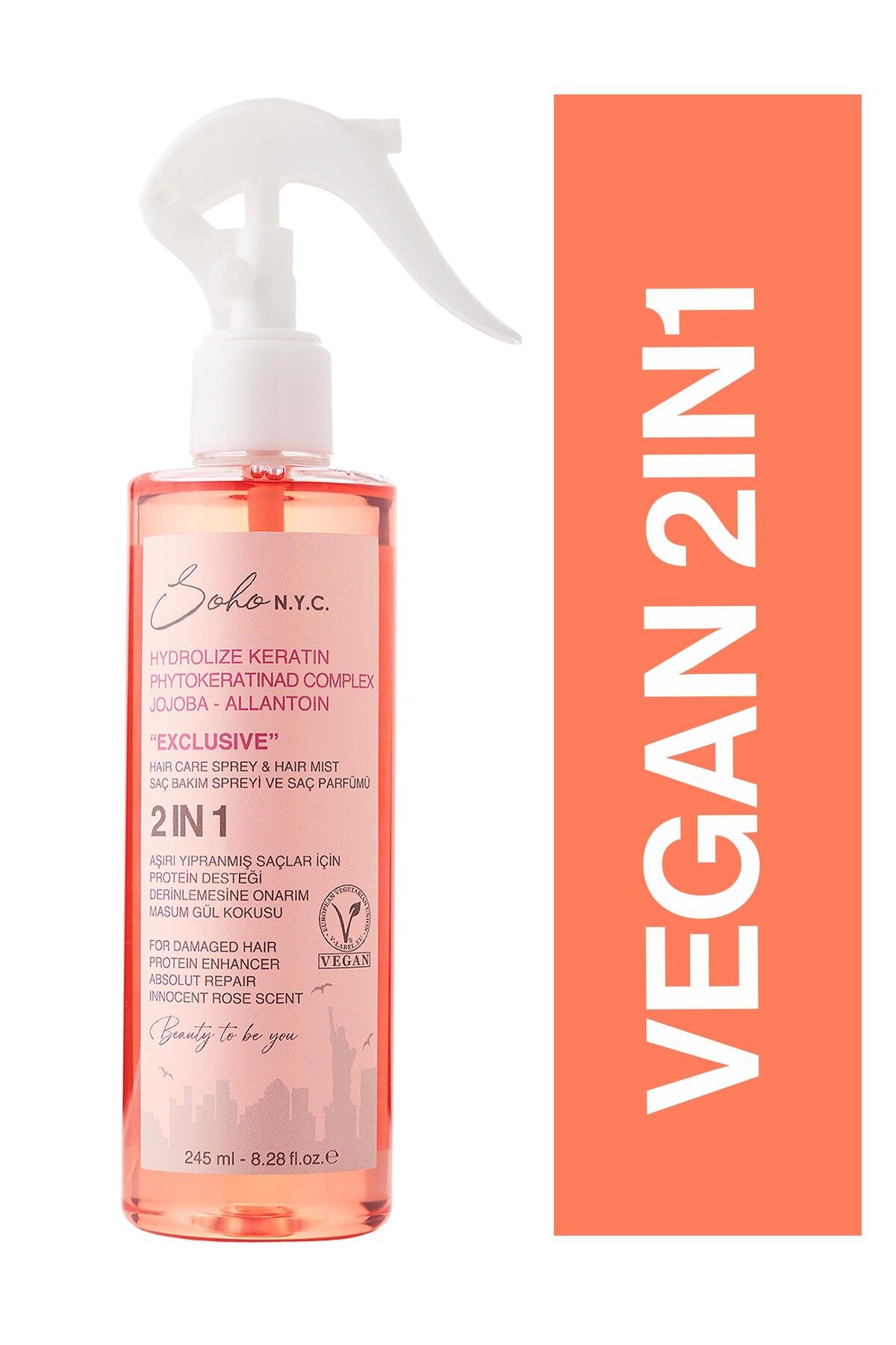 Soho N.Y.C. Vegan Aşırı Yıpranmış Saçlar Için Bakım Spreyi Ve Saç Parfümü ''exclusive'' 245 ml