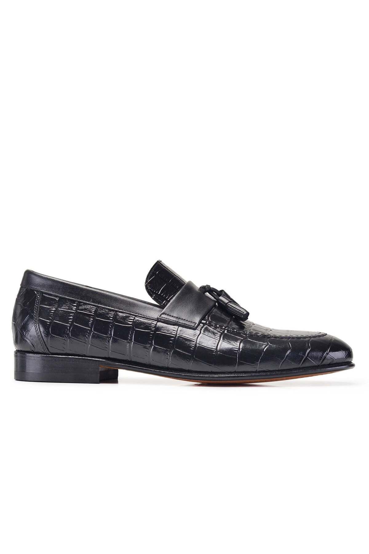 Nevzat Onay Siyah Klasik Loafer Kösele Erkek Ayakkabı -10936-