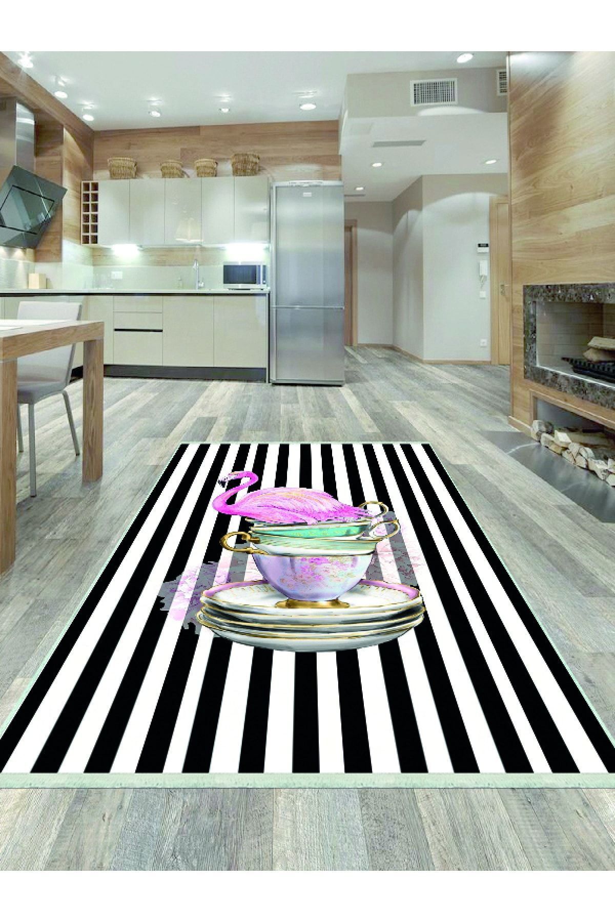 Sihirli Halı Renkli Dijital Baskı Makinede Yıkanabilir Kaymaz Taban Mutfak Halısı