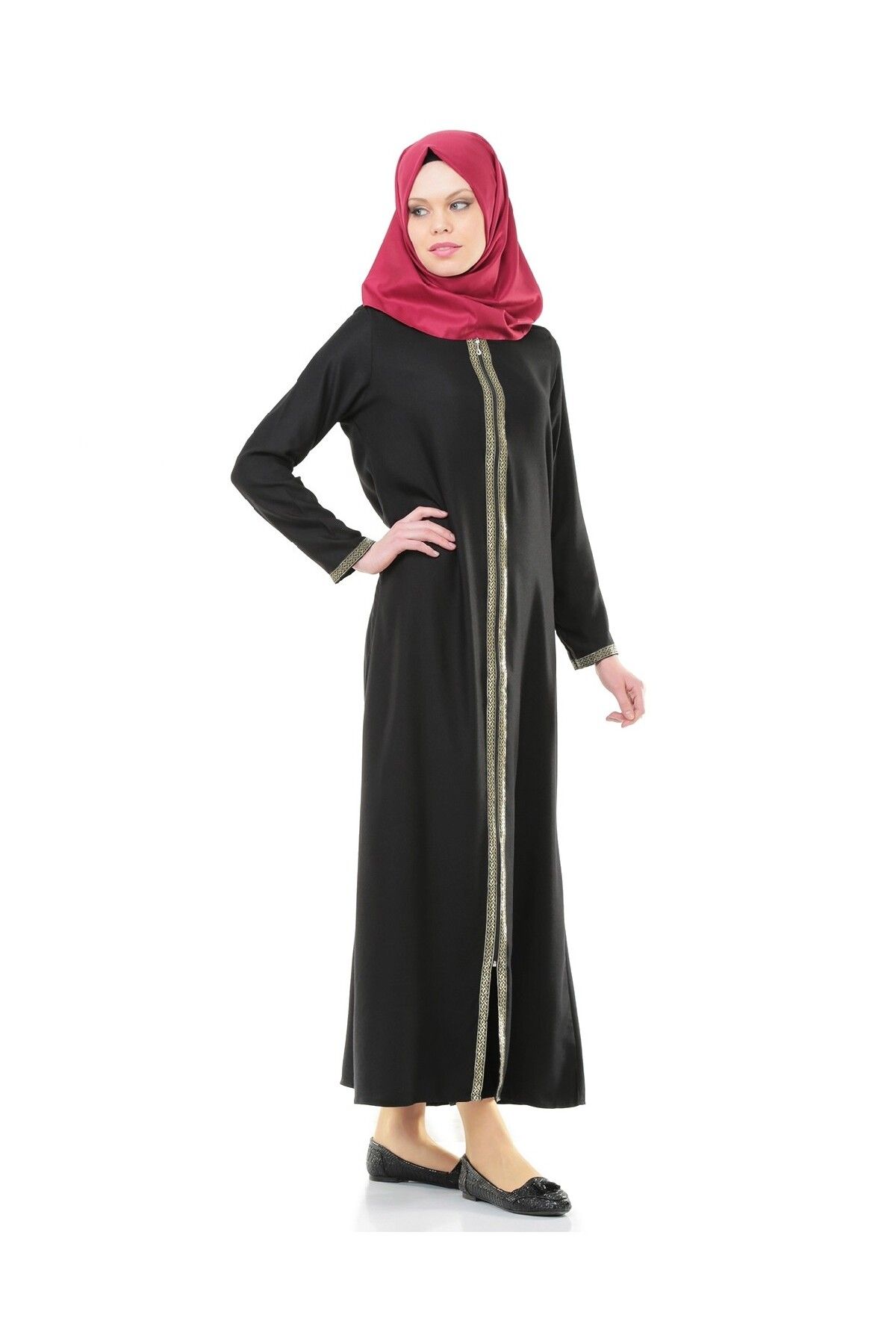 İhvan 5009-1 Fermuarlı Siyah Namaz Elbisesi
