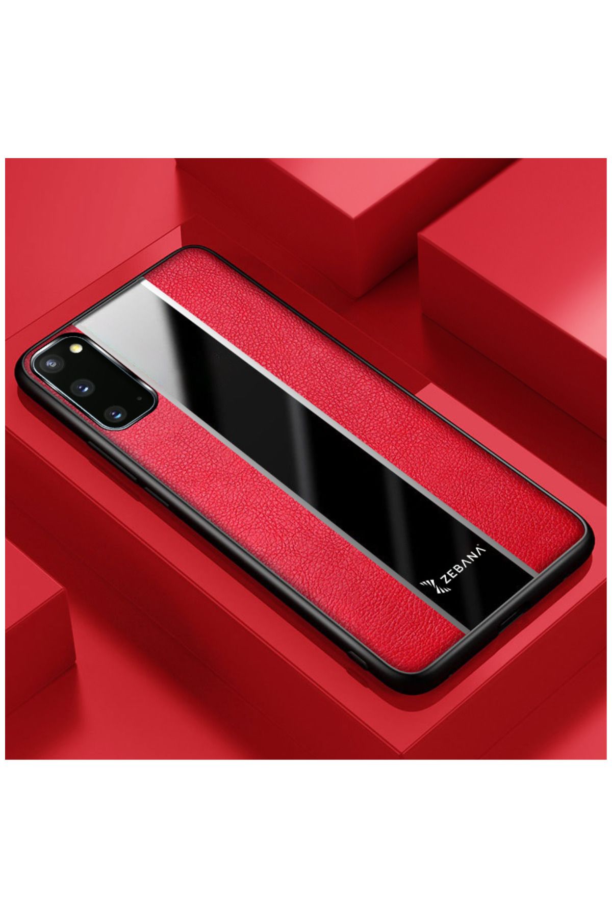 Zebana Samsung Galaxy S20 Fe Uyumlu Kılıf Premium Deri Kılıf Kırmızı