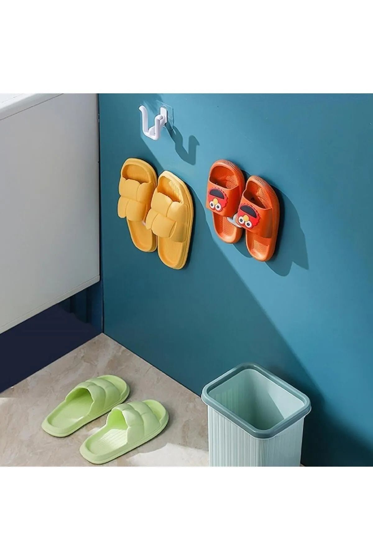 SAVORYHOME 2 Adet Yapışkanlı Yazlık Kapı Banyo Terlik Asma Ayakkabı Askısı Tutucu Kurutma Rafı