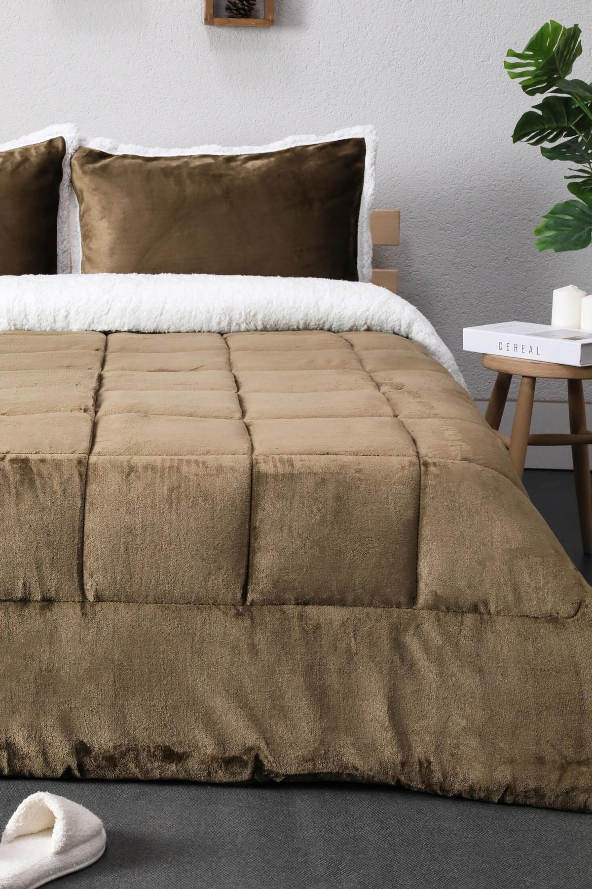 FAVORA Comforter Tek Kişilik Battaniye Seti - Kahverengi