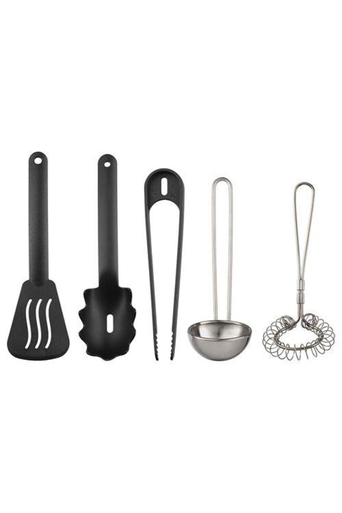 IKEA Çocuk Metal Mutfak Gereçleri Seti 5 Parça Meridyendukkan Lame Siyah Renk Minyatür Pişirme Set