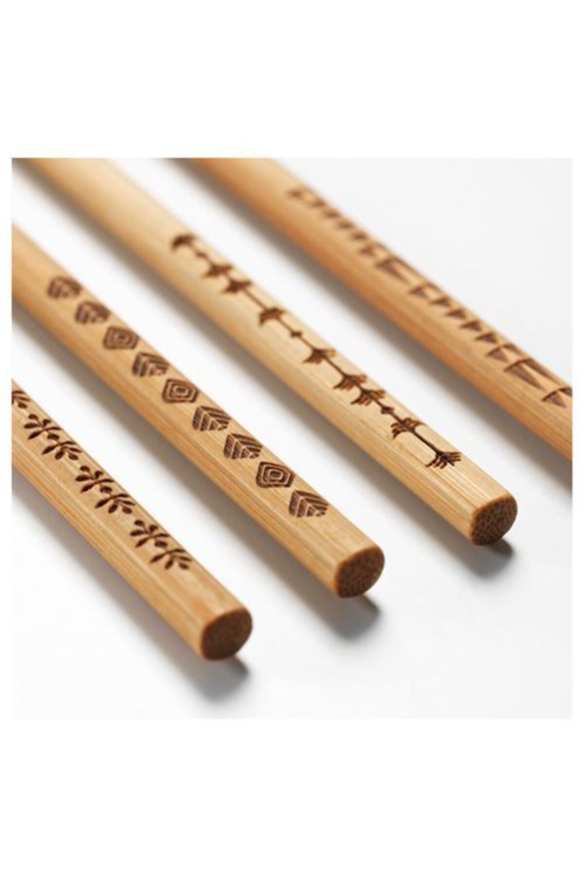 IKEA 4 Çift Bambu Yemek Çubukları 4lü Dukkan Bambu 4 Çift Dekoratif Desenli Çubuklar