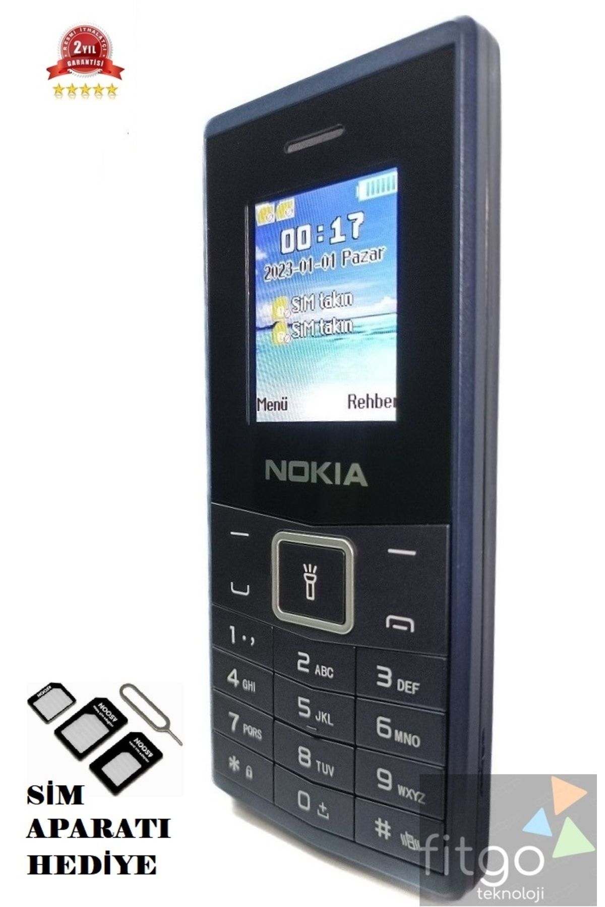 FİTGO Yeni Nesil Yüksek Batarya Gücüne Sahip Nokiaa 2500 Mah. Tuşlu Cep Telefonu Metalik Tuşlu Hızlı Arama