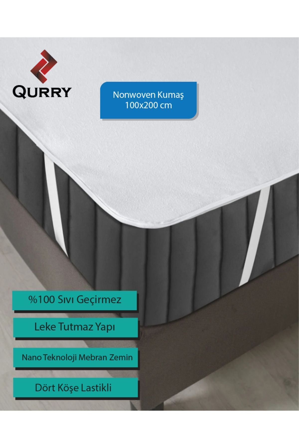 QURRY 100*200cm, Microfit Lastikli Alez, Tek Kişilik Alez, Sıvı Geçirmez Alez, Koruyucu Alez, Çocuk Alezi