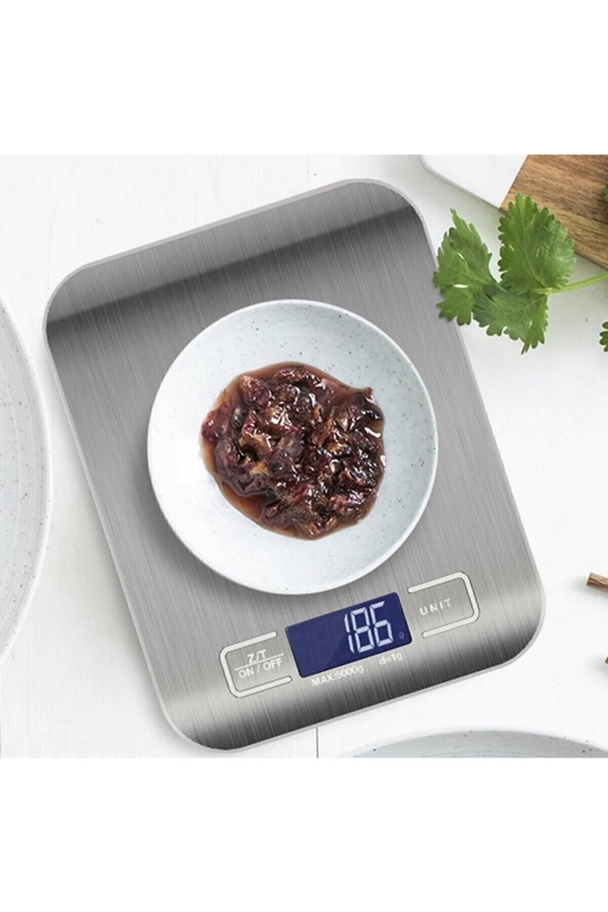 Tiffany Lüx Dijital Mutfak Terazisi 5 Kg 1 gr Hassas Paslanmaz Çelik Pil Hediyeli