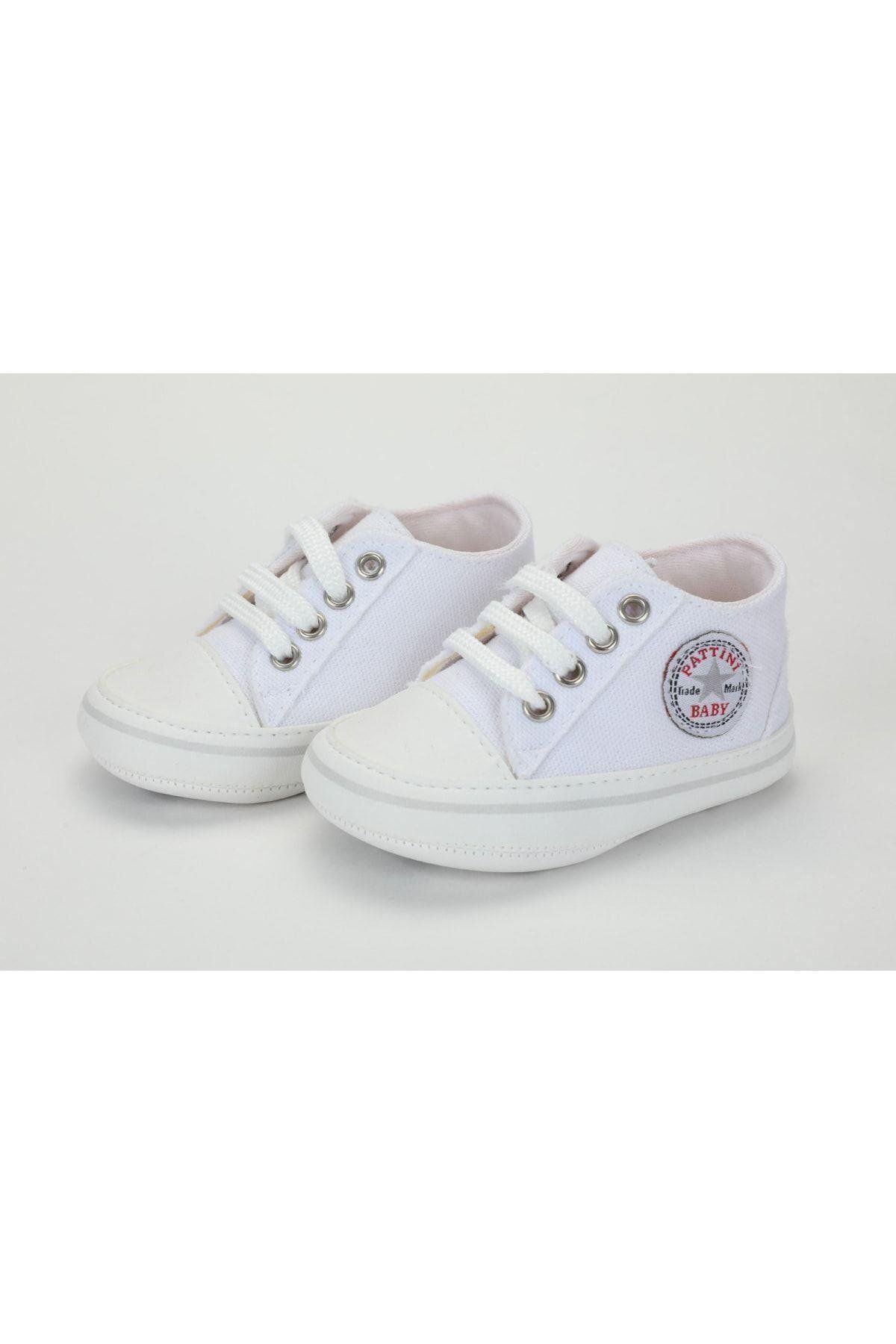 Baby Pattini Unisex Bebek Beyaz Armalı Ayakkabı - Patik Beyaz