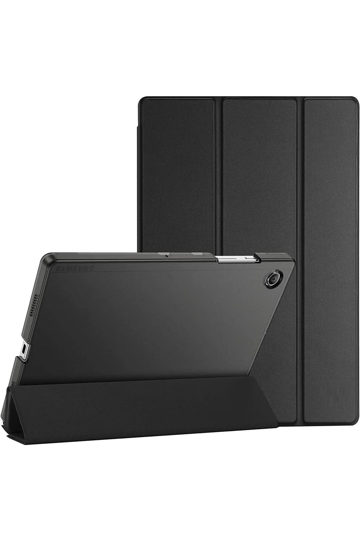 TEKNETSTORE Samsung Galaxy Tab A8 Sm-x200 10.5 Inç Tablet Uyumlu Standlı Akıllı Kılıf Smart Cover Siyah