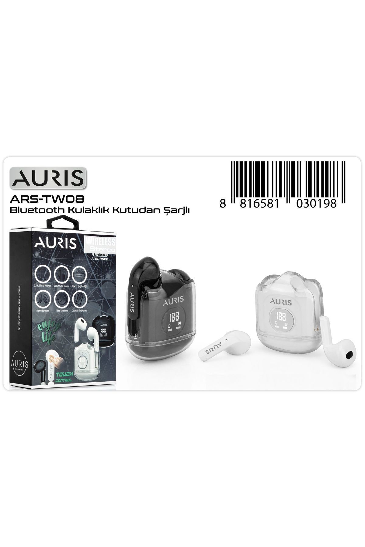 Auris ARS-TW08 Kulakiçi Bluetooth Kablosuz Kulaklık
