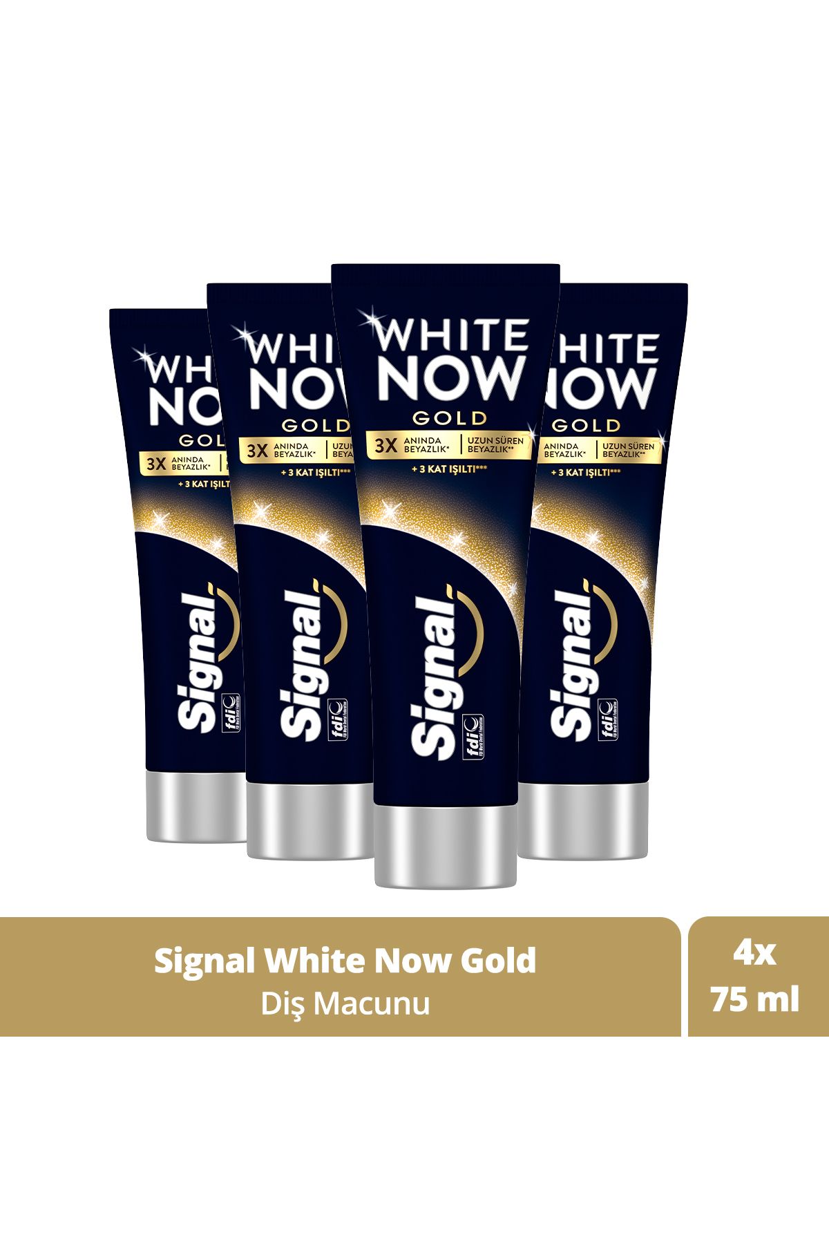 Signal White Now Gold Beyazlatıcı Işıltı Diş Macunu 75ml X4