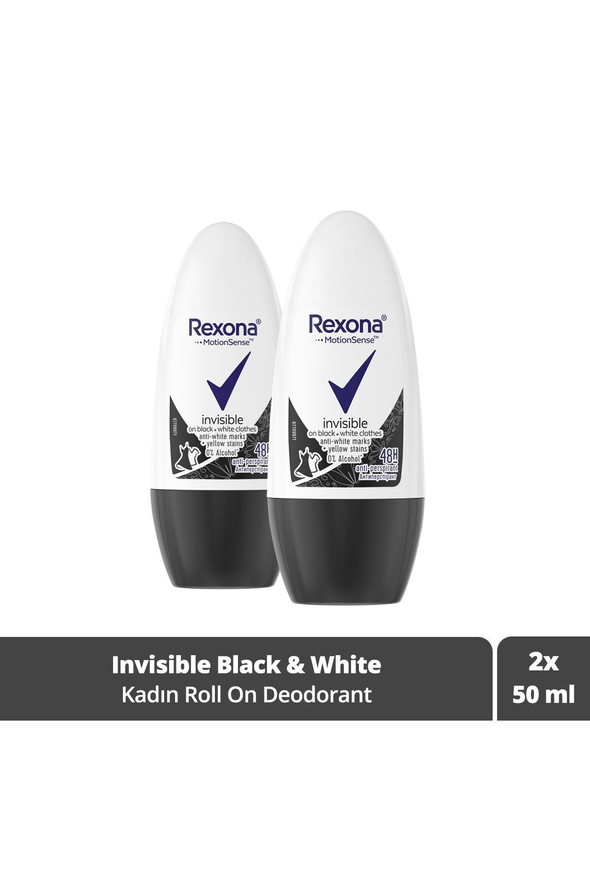 Rexona Kadın Roll On Deodorant Invisible On Black White Clothes 50 ml X2 Adet