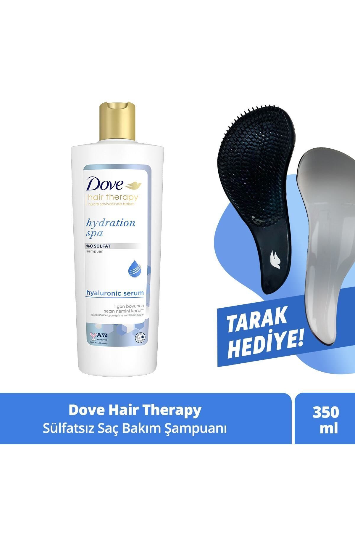 Dove Hair Therapy Sülfatsız Saç Bakım Şampuanı Hydration Spa Nemlendirici 350 Ml + Tarak Hediye