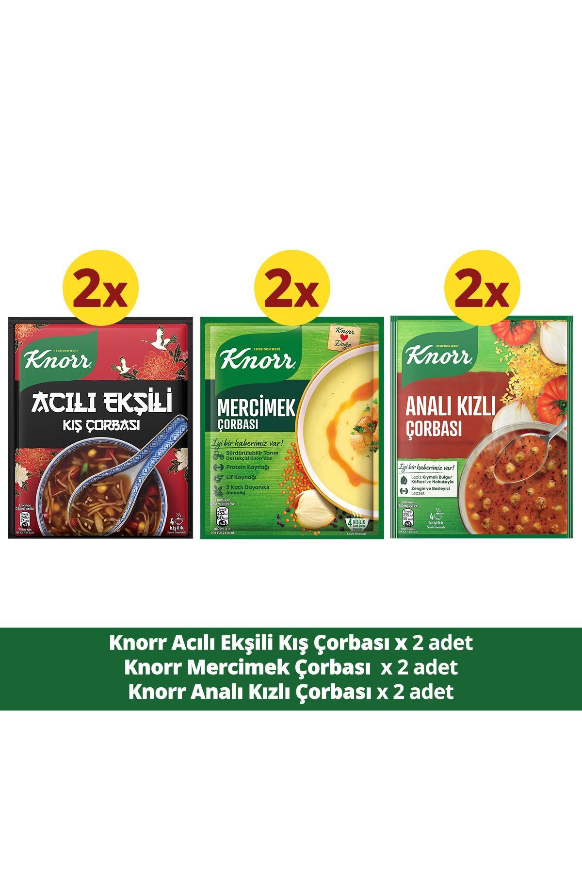 Knorr Çorba Paketi Acılı Ekşili 2 Adet Mercimek 2 Adet Analı Kızlı 2 Adet