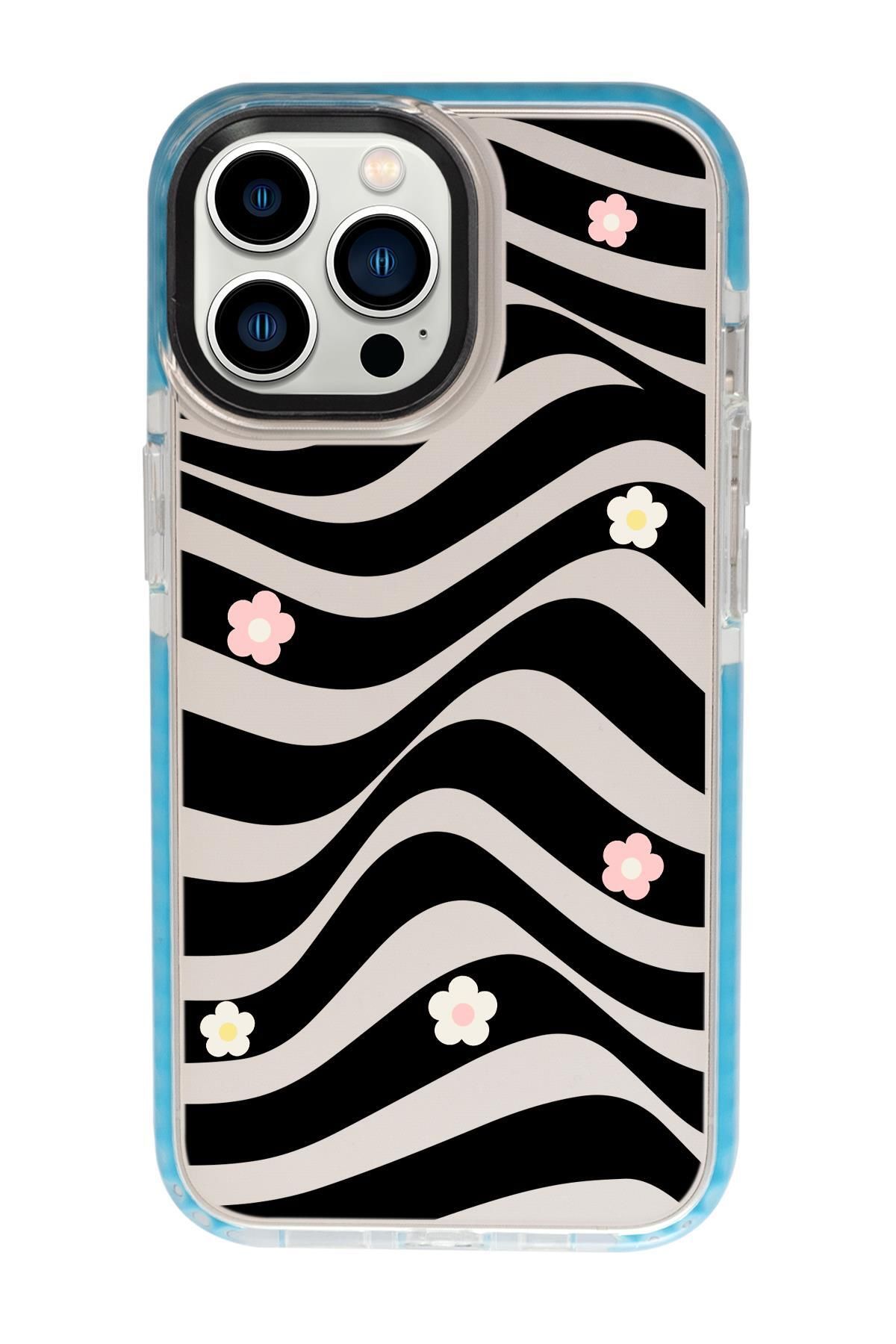 mooodcase iPhone 13 Pro Uyumlu Flowers in Illusion Candy Bumper Silikonlu Telefon Kılıfı