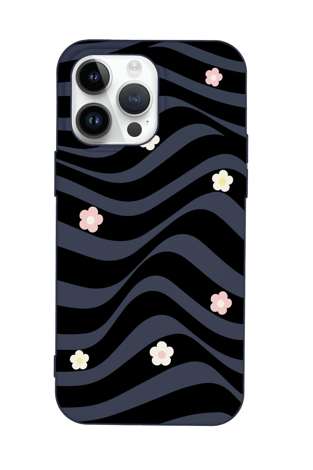 mooodcase iPhone 14 Pro Uyumlu Flowers in Illusion Premium Silikonlu Telefon Kılıfı