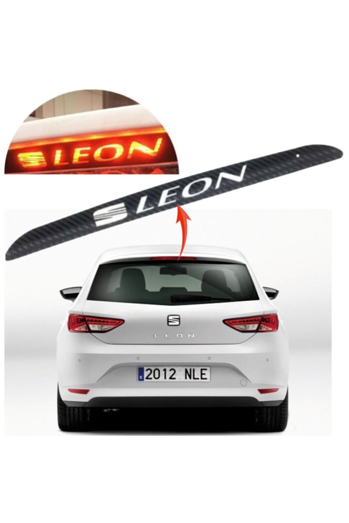 GARDENAUTO Seat Leon 2013-2020 Karbon Arka Fren Stop Lambası Sticker