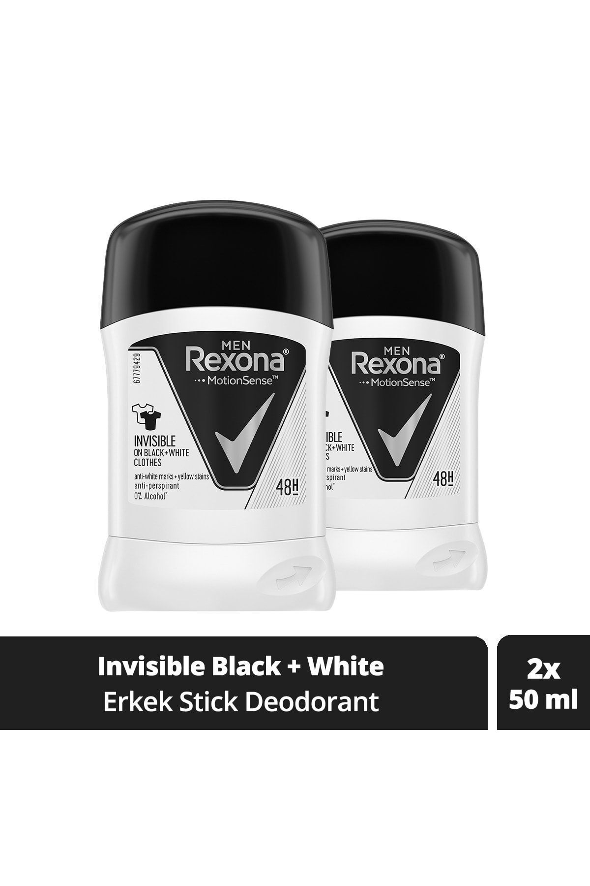 Rexona Erkek Deodorant Stick Invisible Black White 50 ml X2