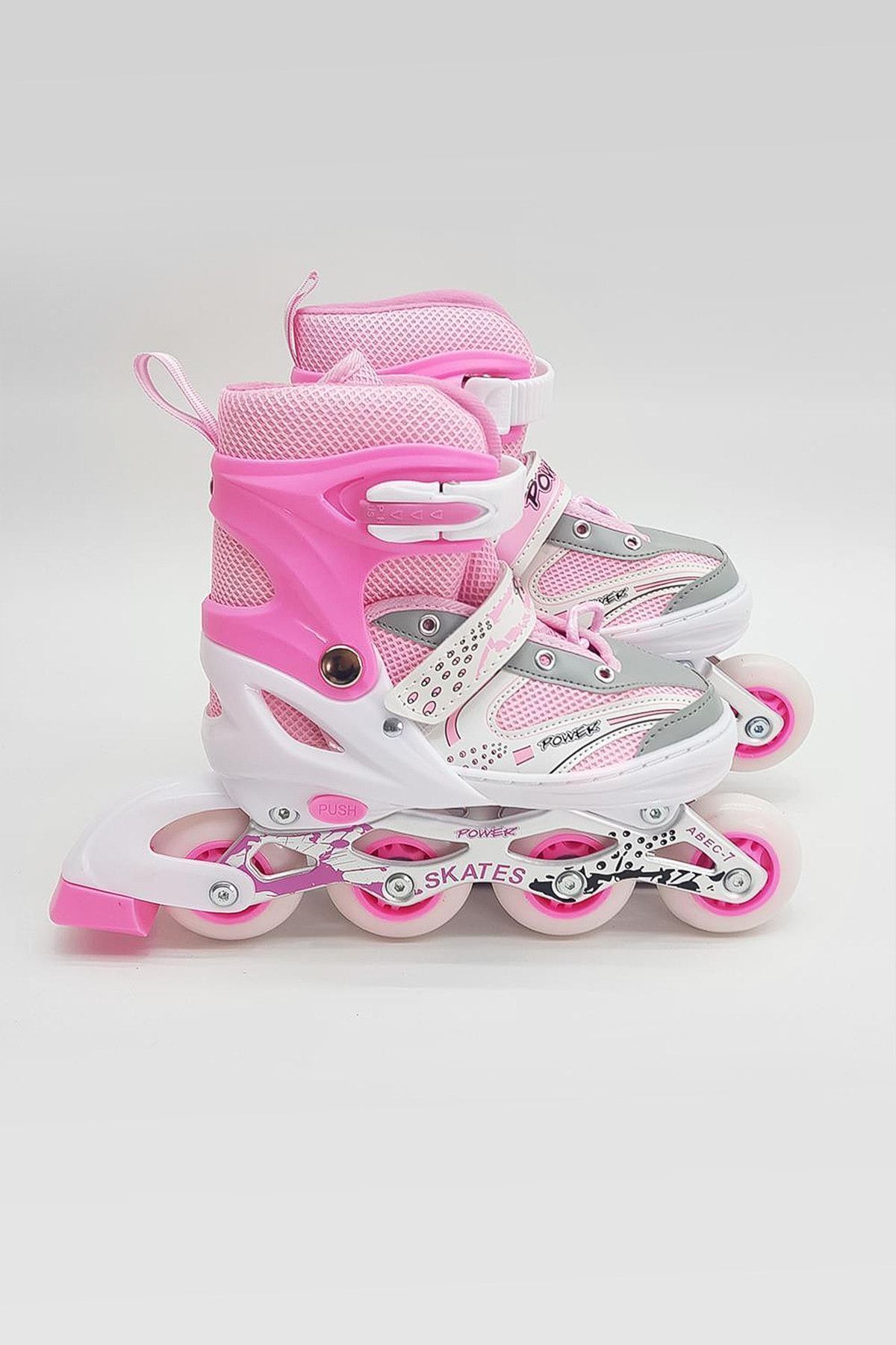 POWER Orjinal Işıklı 2 + 1 Tekerlek Ayarlanabilir Pembe Kız Çocuk Pateni Girl Pink Skates