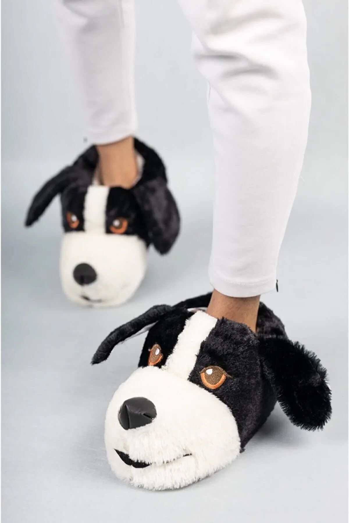 Nisanur Shoes Konfor Sevimli Köpek Figürlü Peluş Panduf Ünisex Hayvanlı Panduf