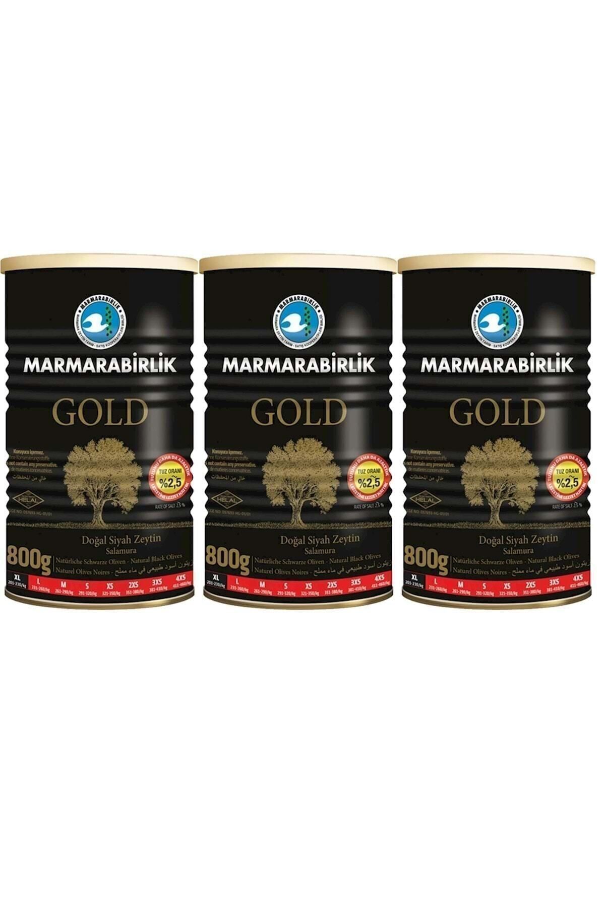 Marmarabirlik Gold Siyah Zeytin 800 Gr 201-230 Xl 3 Adet