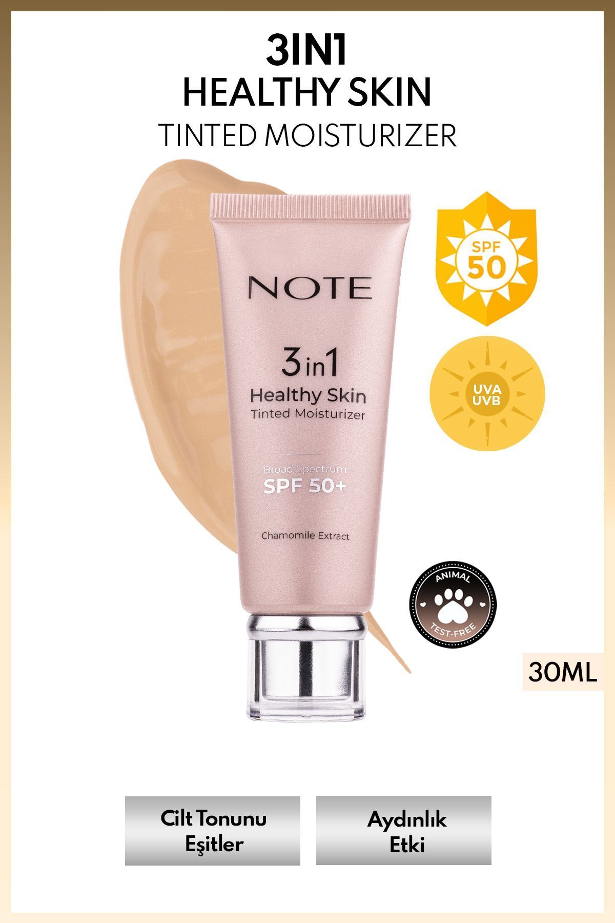 Note Cosmetics 3 In 1 Healthy Skin Tinted Moisturizer 50 Spf Renk Ton Eşitleyici Aydınlatıcı Krem