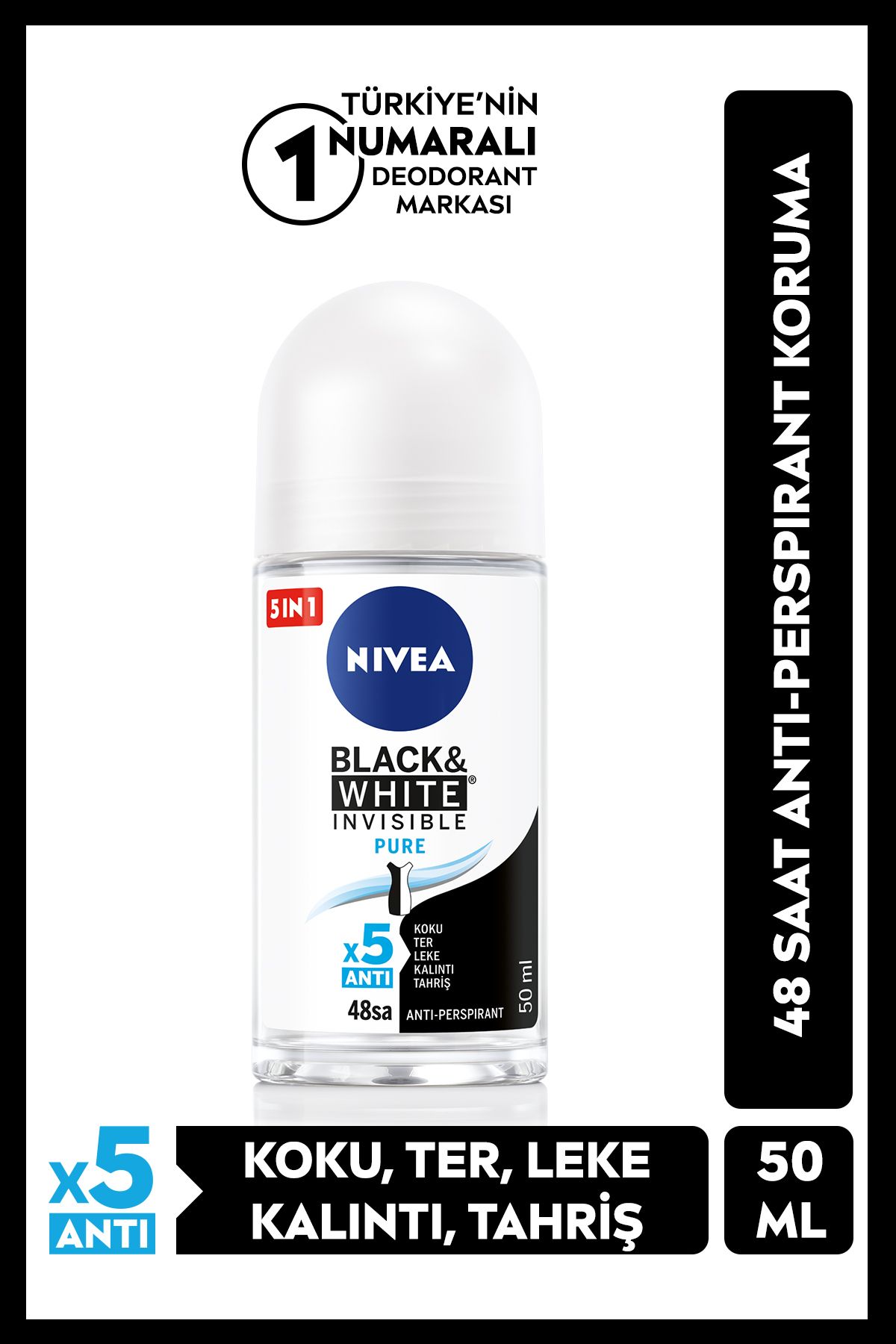 NIVEA Roll-on Invisible Black&white Pure 50 ml Kadın