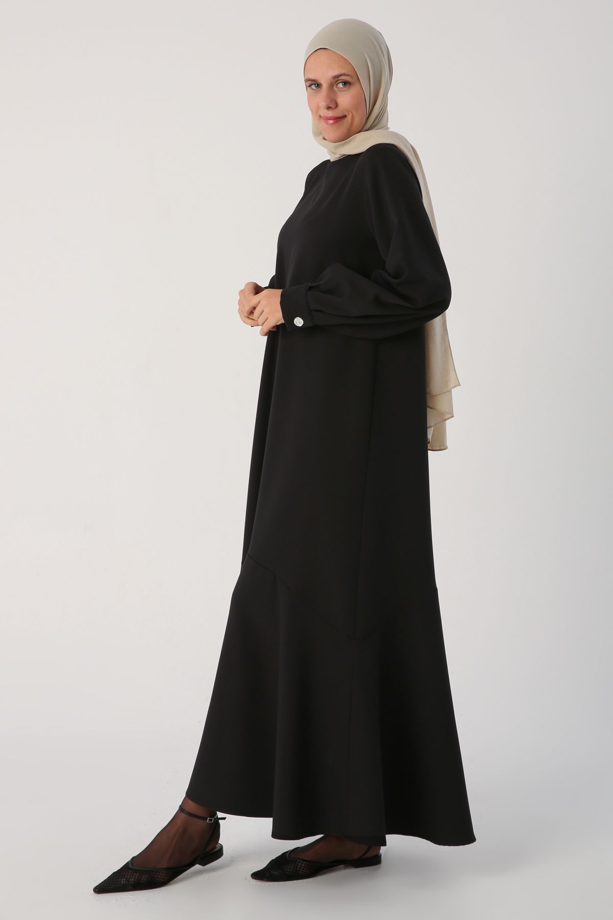 ALLDAY Siyah Eteği Volanlı Elbise