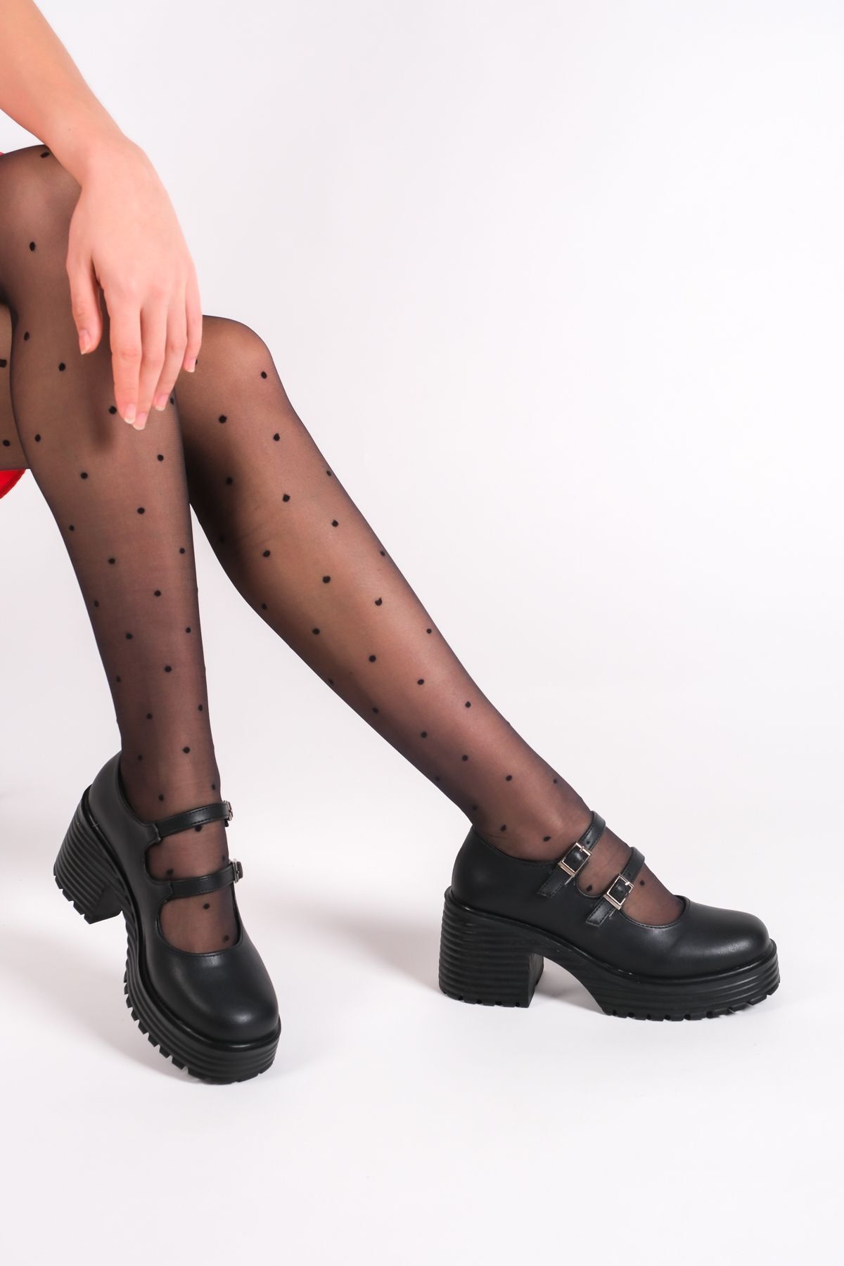 Entella Store Kadın Yüksek Topuklu Siyah Cilt Oxford Ayakkabı