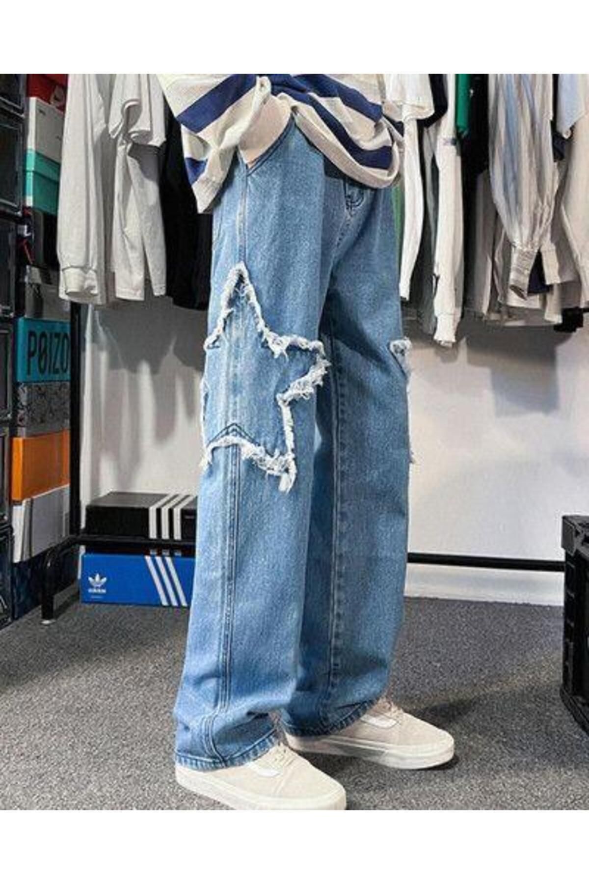 Touz Moda Y2k Stars Patch Detay Kar Yıkamalı Pantolon