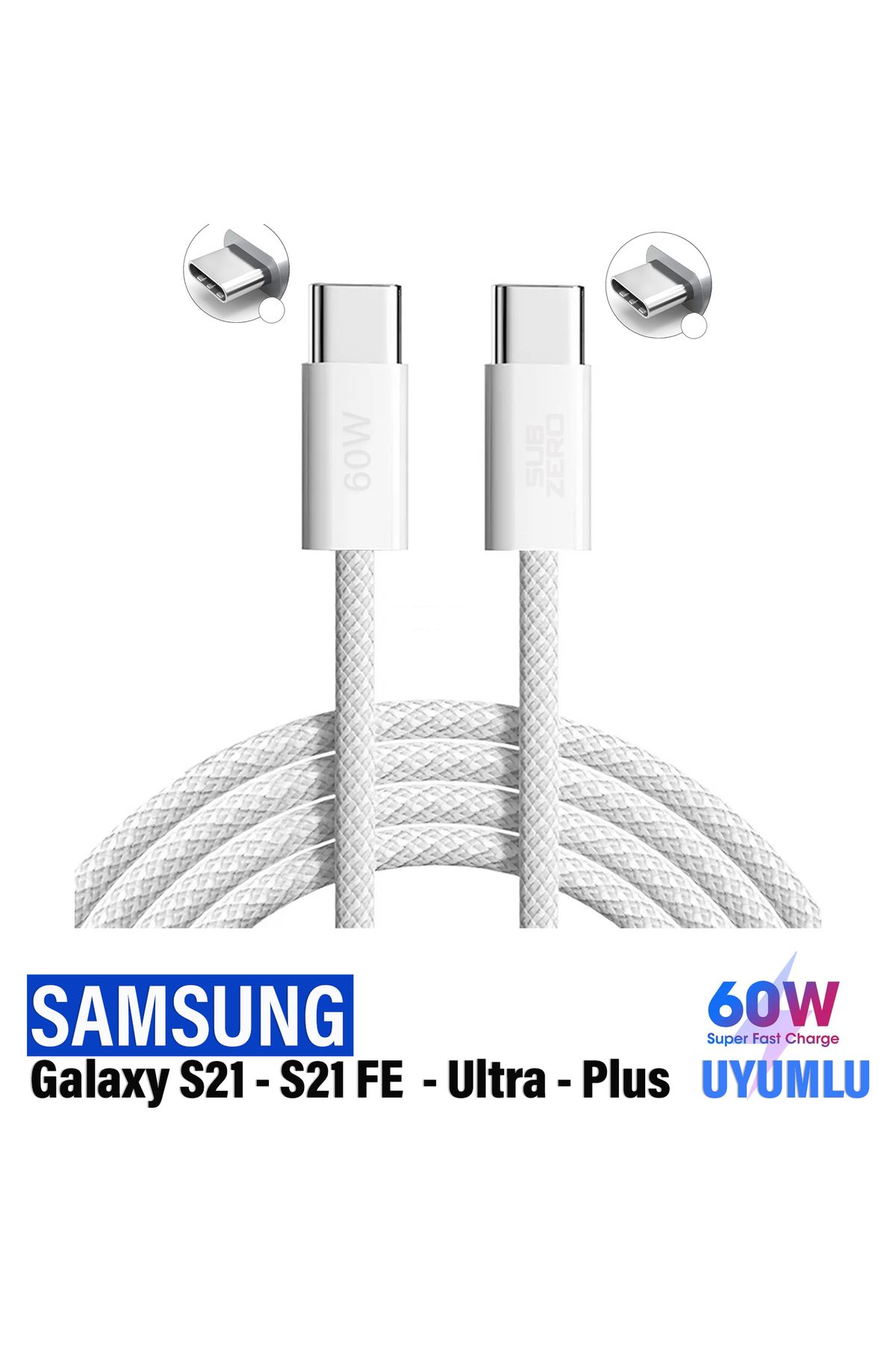 EXENAR Samsung S21 - S21 FE - S21 Ultra - S21 Plus Şarj Kablosu Type C PD Hızlı Şarj