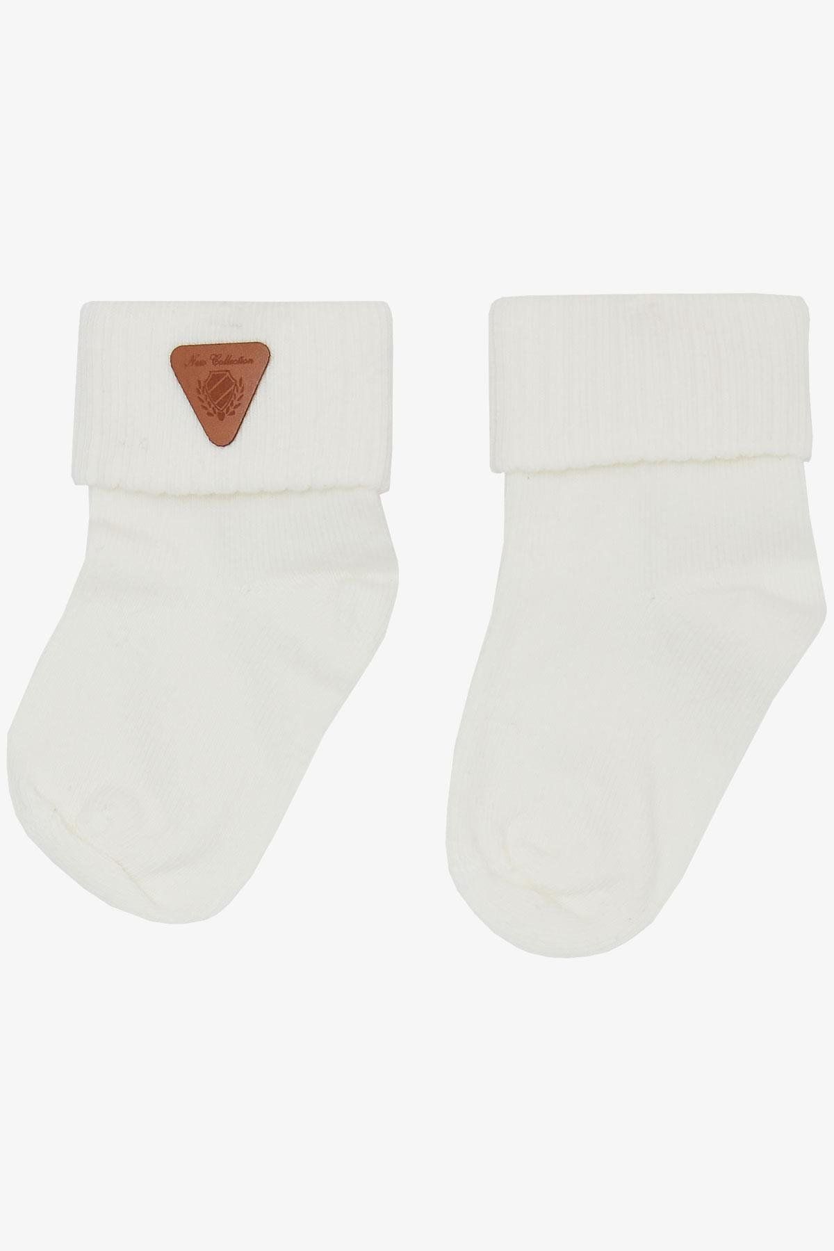 Katamino Erkek Bebek Soket Çorap Armalı 0-18 Ay, Ekru