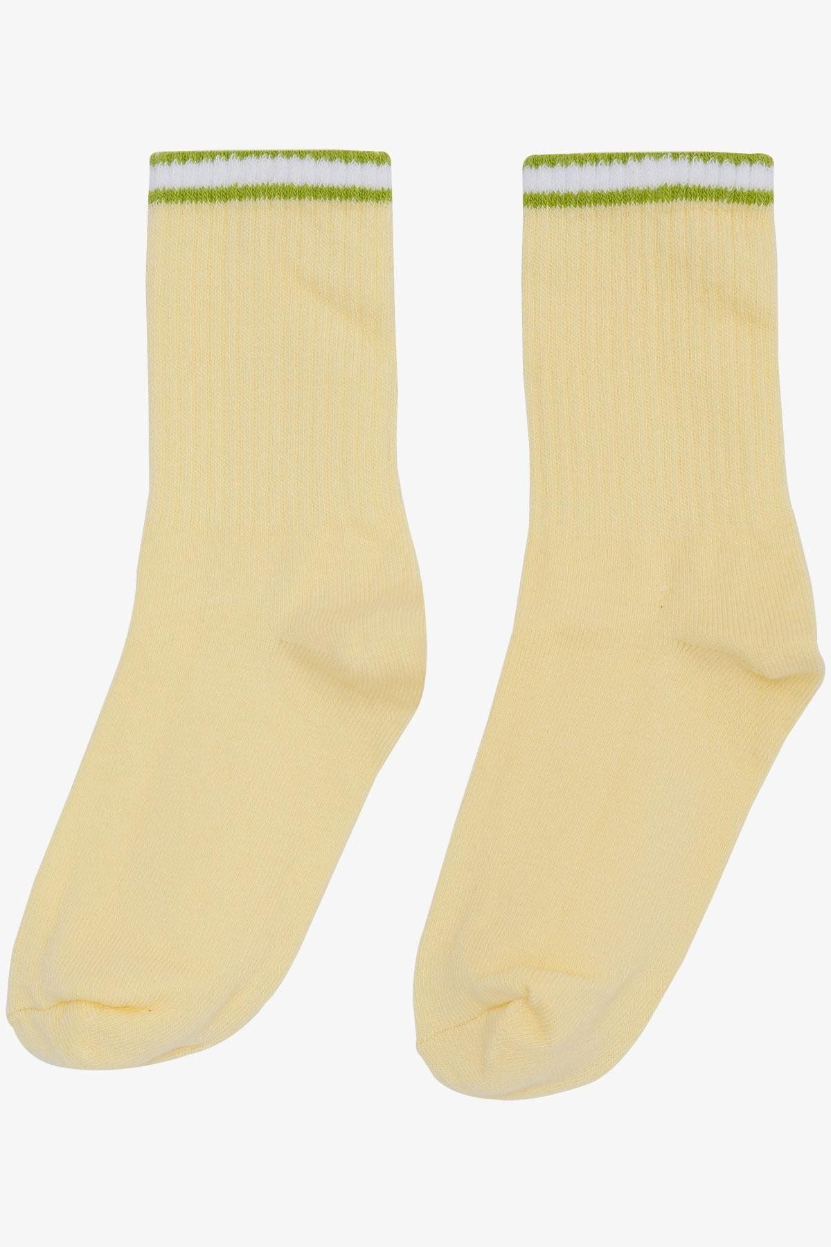 Katamino Artı Kız Çocuk Soket Çorap Çizgili 7-14 Yaş, Sarı