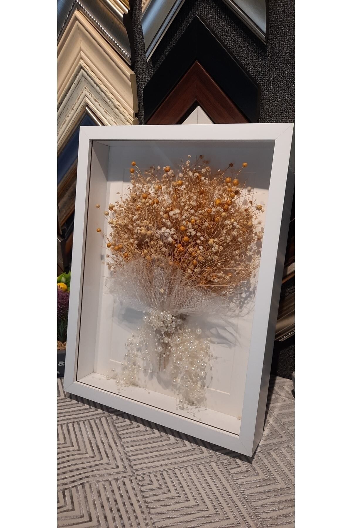 Sevcan sanat atölyesi 30x40x3 DÜZ camlı derinlikli anı çiçek çerçevesi gül kutusu