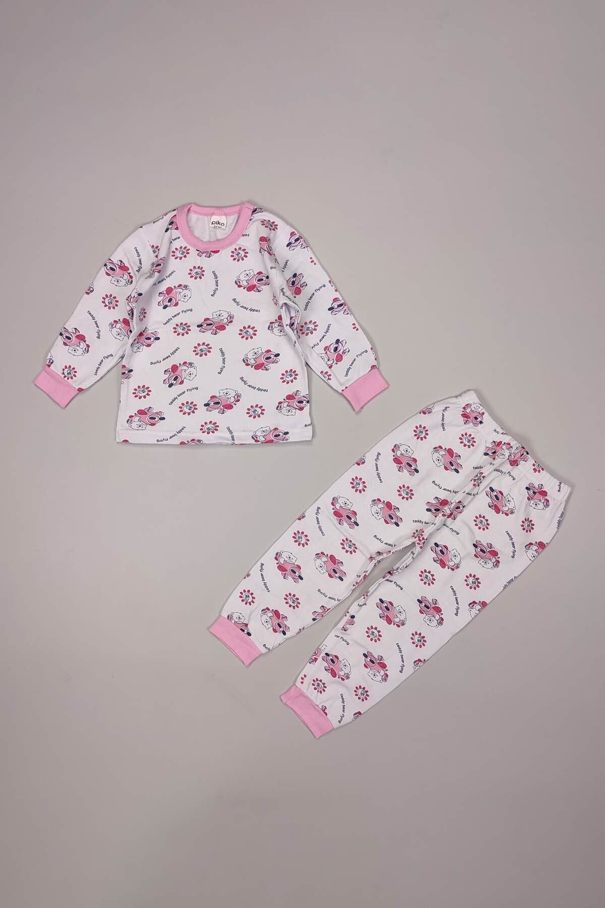 Peki Çocuk 5 Ekle 4 Öde Bebek Yumusak Şardonlu Pamuklu Orta Kalin Karisik Desen Manset Pijama Takimi 9546