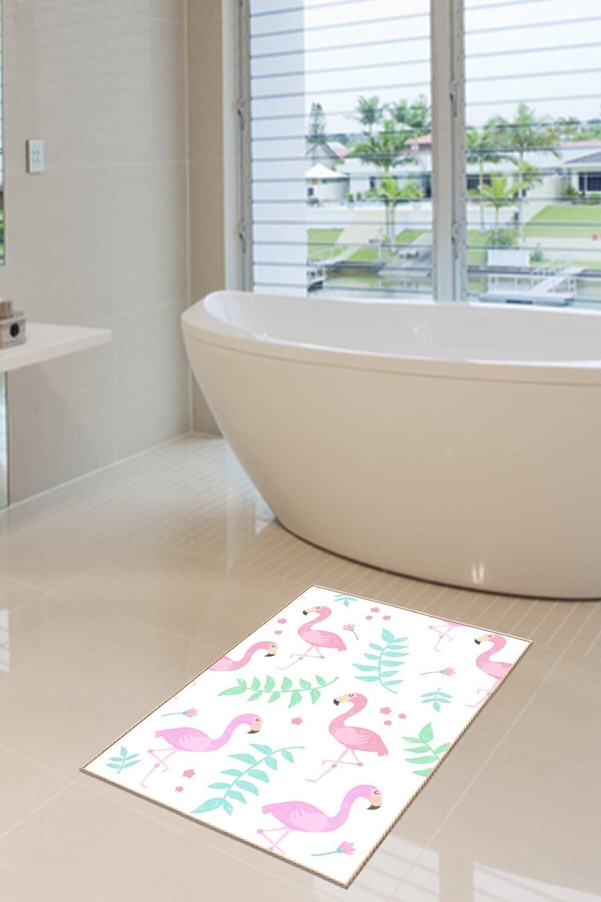 Arma House 40x60 Dijital Kaymaz Tabanlı Flamingolu Banyo Ve Kapı Paspası
