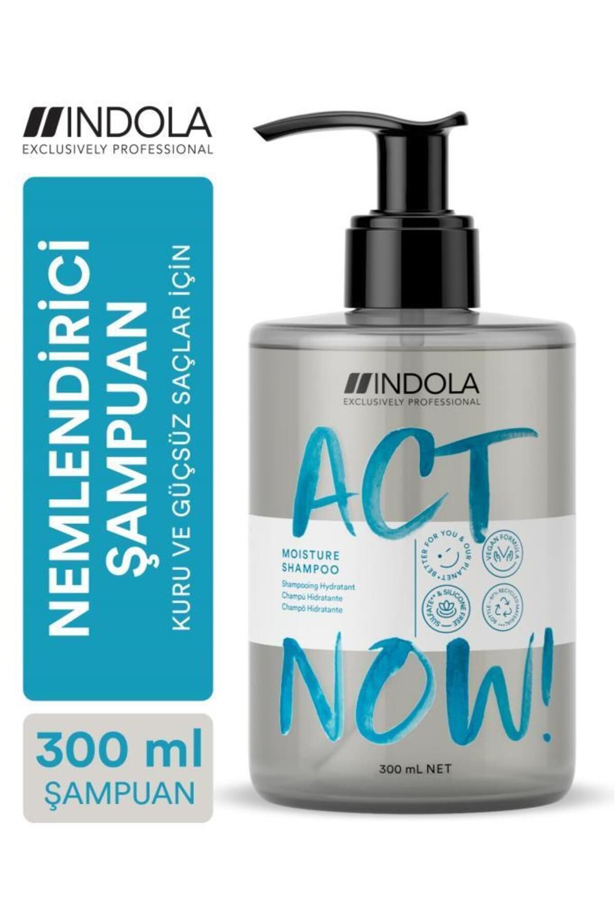 Indola Act Now! Kuru Ve Güçsüz Saçlar Için Aloe Vera Özlü Nemlendirici Şampuan 300ml | Vegan - Sülfatsız
