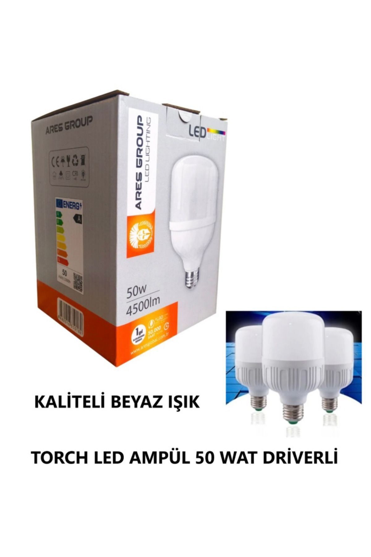 AresGroup ARES GROUP 3'lü TORCH LED AMPUL 50W Beyaz ışık 4500lm A Sınıfı