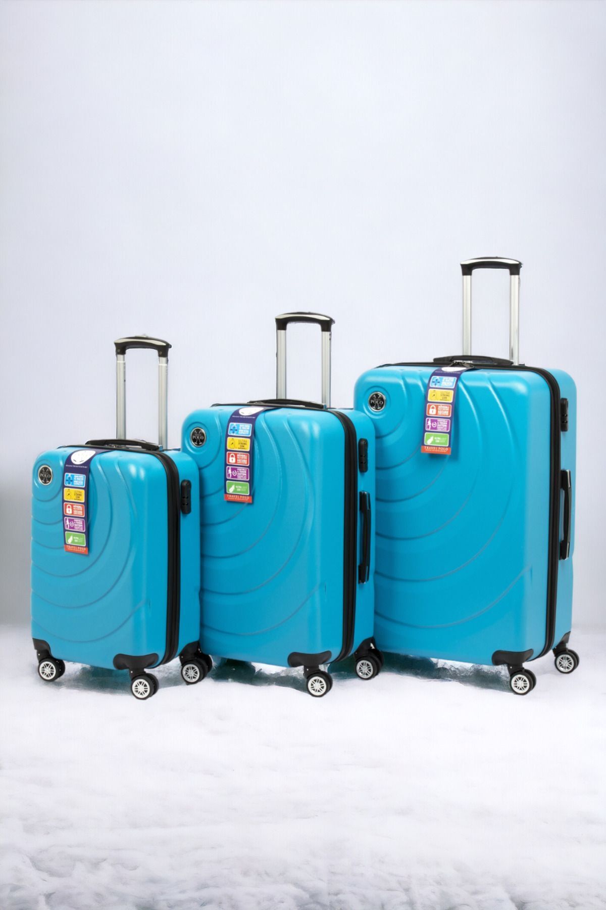 Arsimo 3lü Abs Büyük Orta Kabin Boy Valiz Bavul Set | 4 Tekerli Kilitli Emniyetli Seyahat Seti