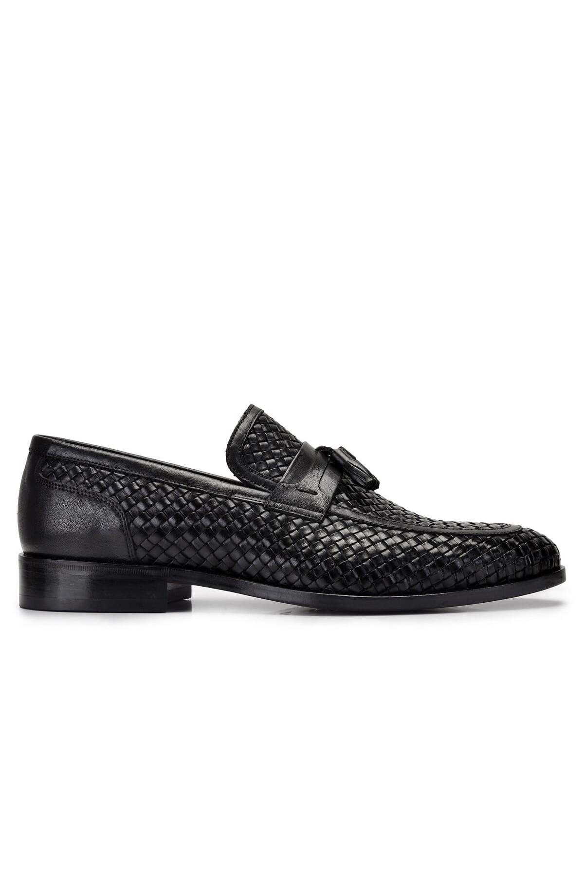 Nevzat Onay Siyah Klasik Loafer Kösele Erkek Ayakkabı -8909-