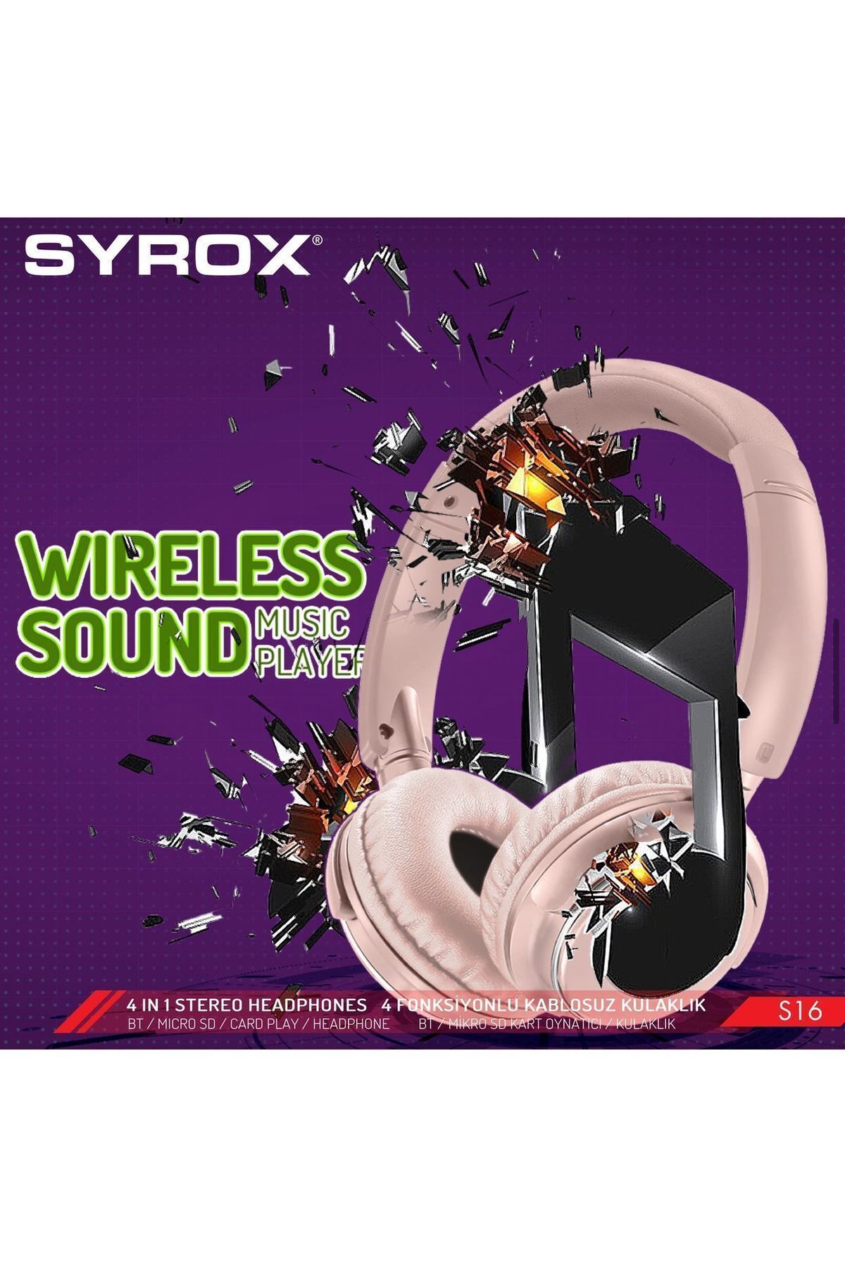 Syrox Kulaküstü Kablosuz Bluetooth Kulaklık Hafıza Kartı Girişli