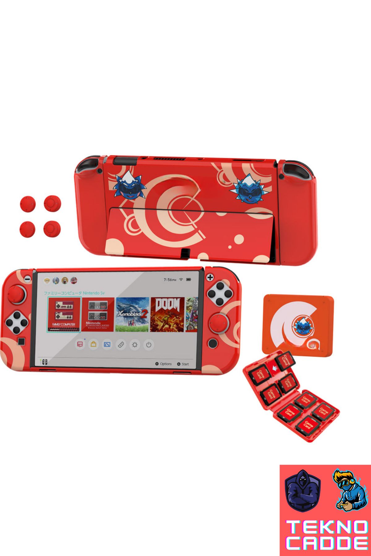 beboncool TNS-1192 Switch OLED Standlı Kılıf Analog Yükseltici Koruyucu Kart Kutusu 3in1 KİT