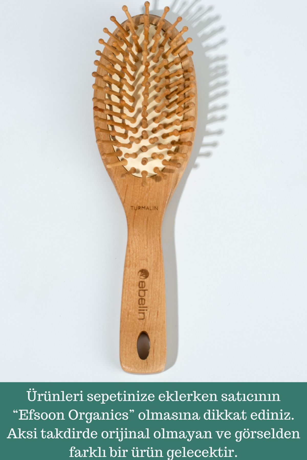 Efsoon Organics Ahşap Saç Fırçası Bambu Dişli Çanta Boyu Tarak 21 Cm