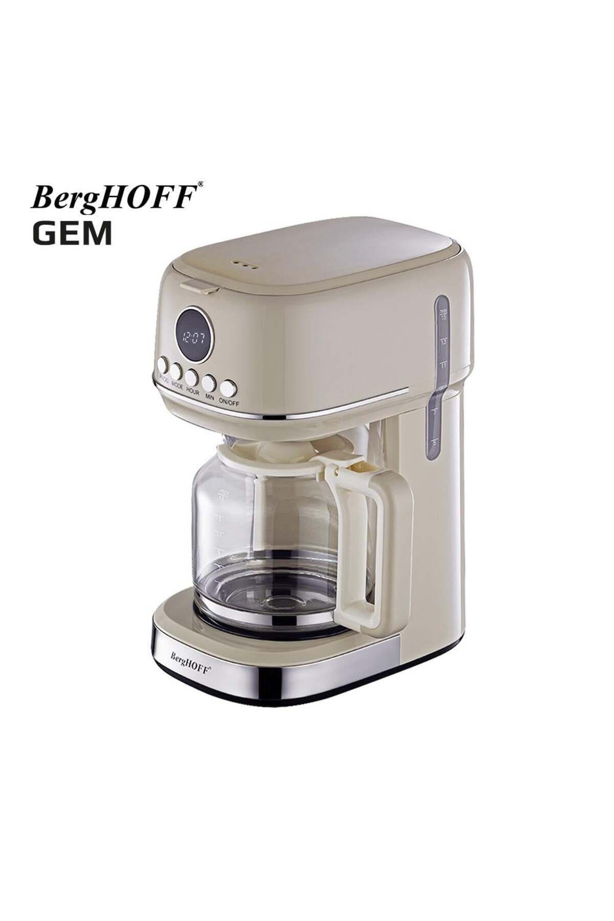 Berghoff Gem Retro 15 Bardak Vanilya Krem Rengi Filtre Kahve Makinesi